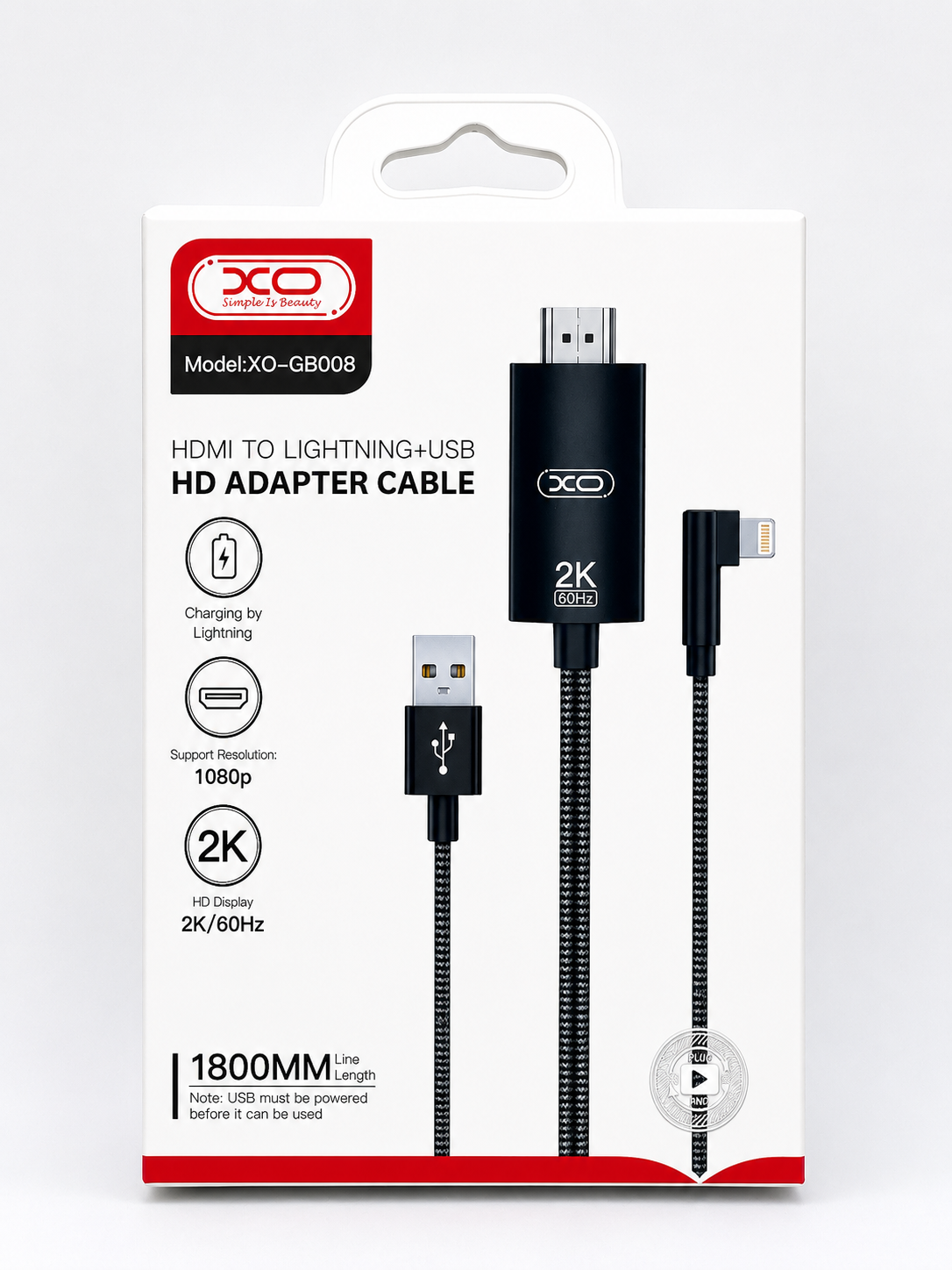 ChatGPT Image 2 juin 2026, 16_55_05 Cable Adaptateur XO GB008 HDMI To Lightning/USB - Image 1