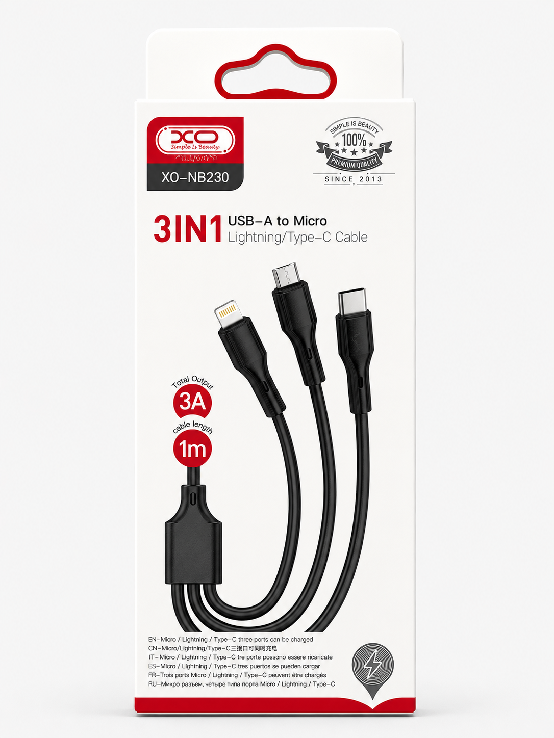 ChatGPT Image 2 juin 2026, 21_33_41 Cable XO NB230 3en1 USB To Luna/Lightning/Type-c - Image 1