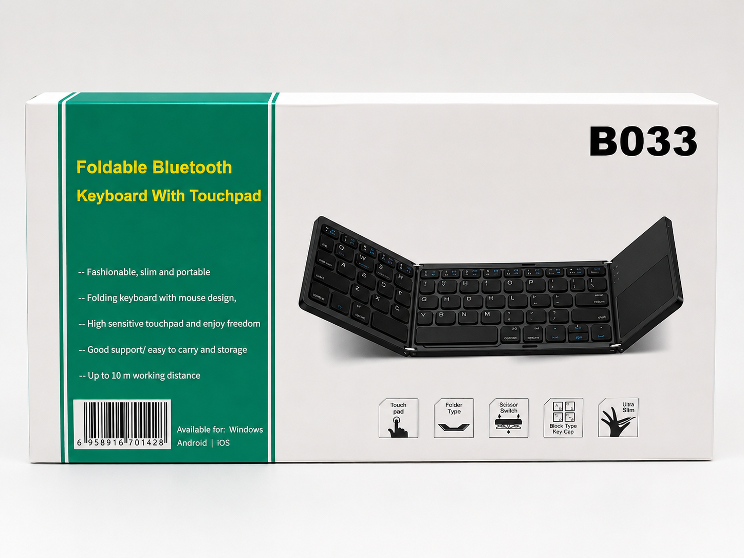 ChatGPT Image 29 août 2026, 21_18_55 Clavier Bluetooth B033 pliable avec pavé tactile - Image 1